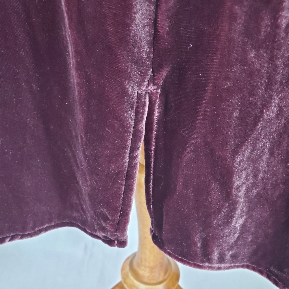 EILEEN FISHER VELVET MANDARIN COLLAR BURGUNDY Shirt Dress S/P - Picture 15 of 16
